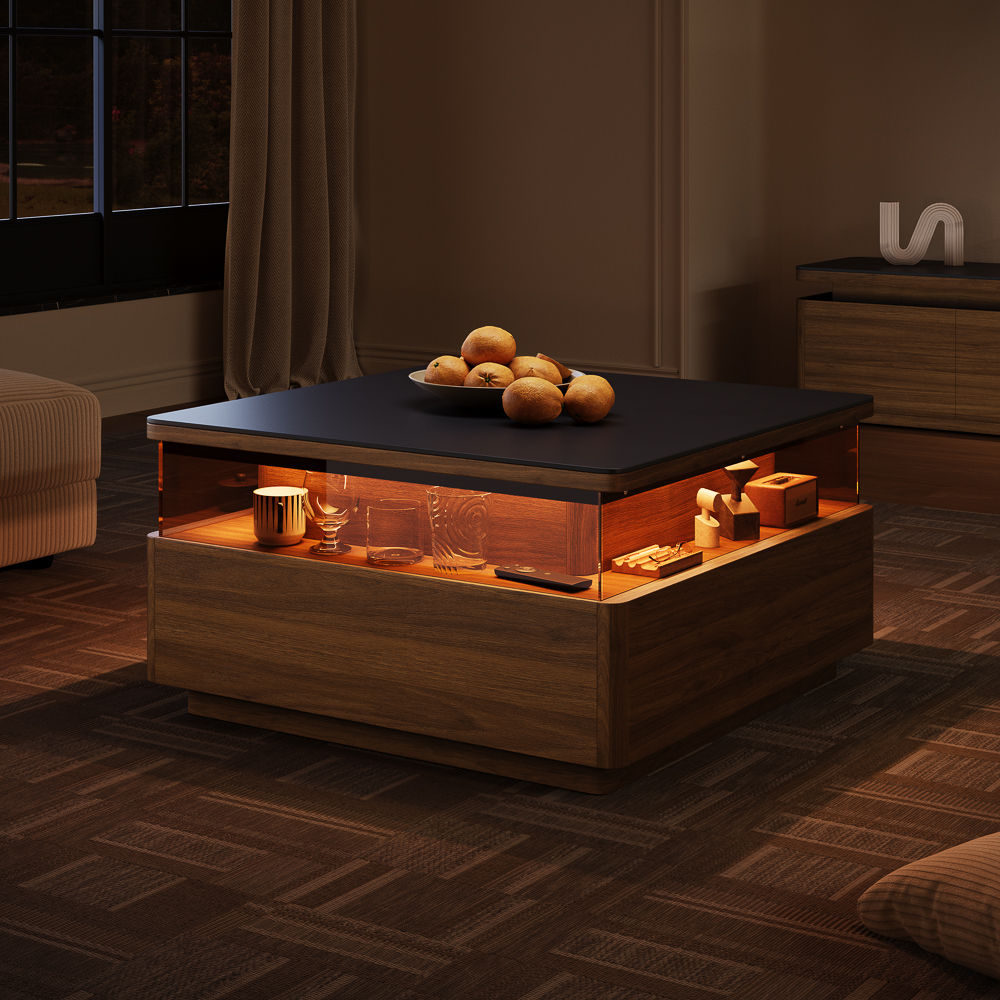Fully Assemble Dark Wood & Black MDF Coffee Tables