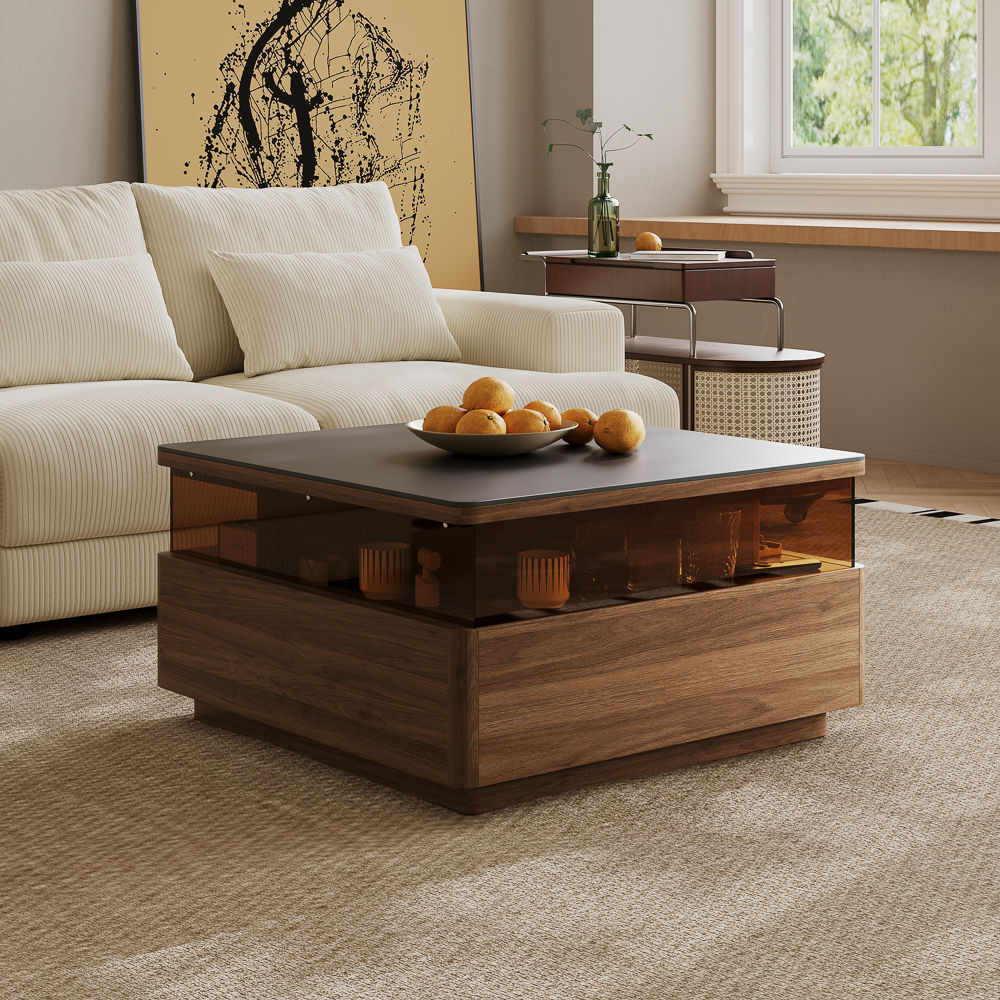 Fully Assemble Dark Wood & Black MDF Coffee Tables