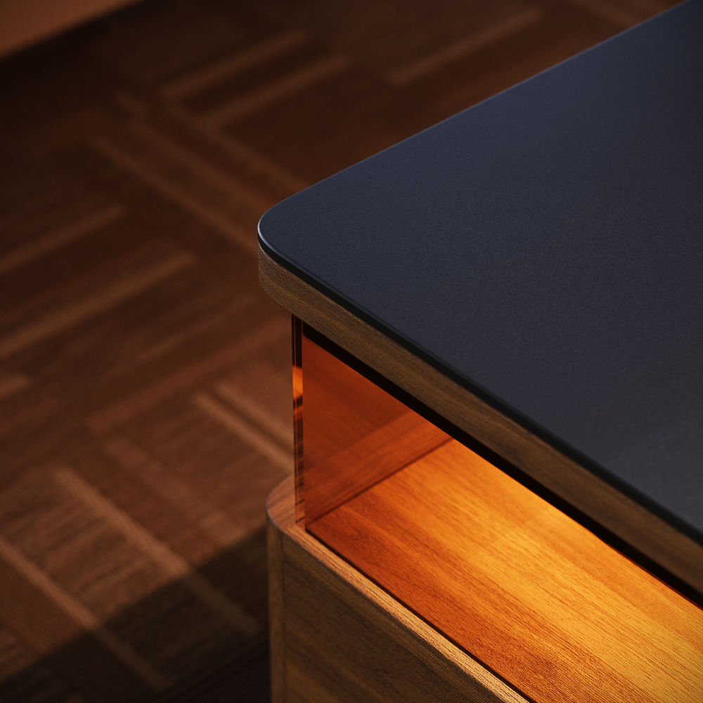 Square Dark Wood & Black MDF Coffee Tables