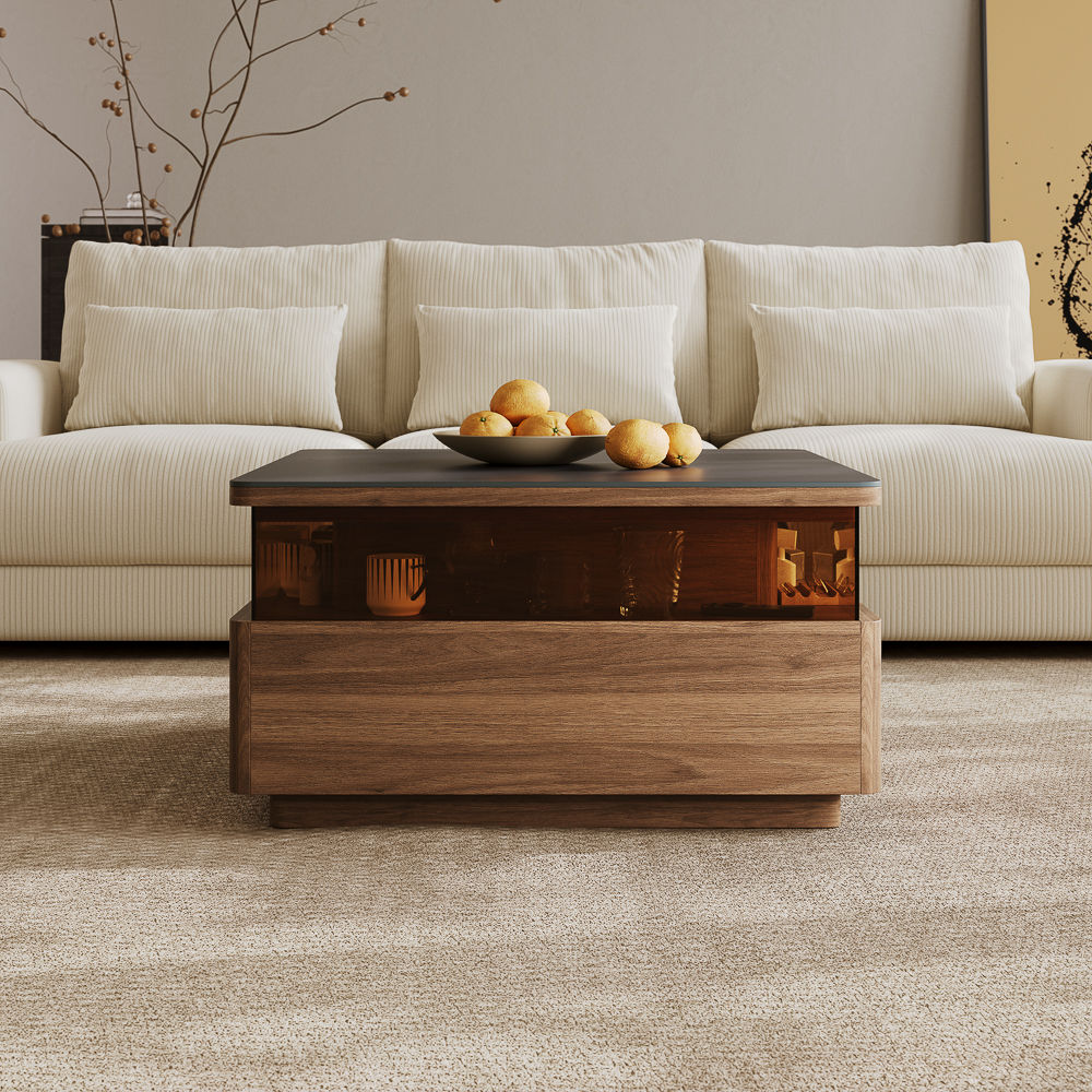 Fully Assemble Dark Wood & Black MDF Coffee Tables