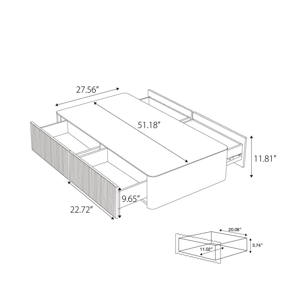 with Storage Beige Sintered Stone Coffee Tables
