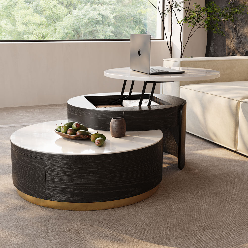 Round Smoky MDF Coffee Tables