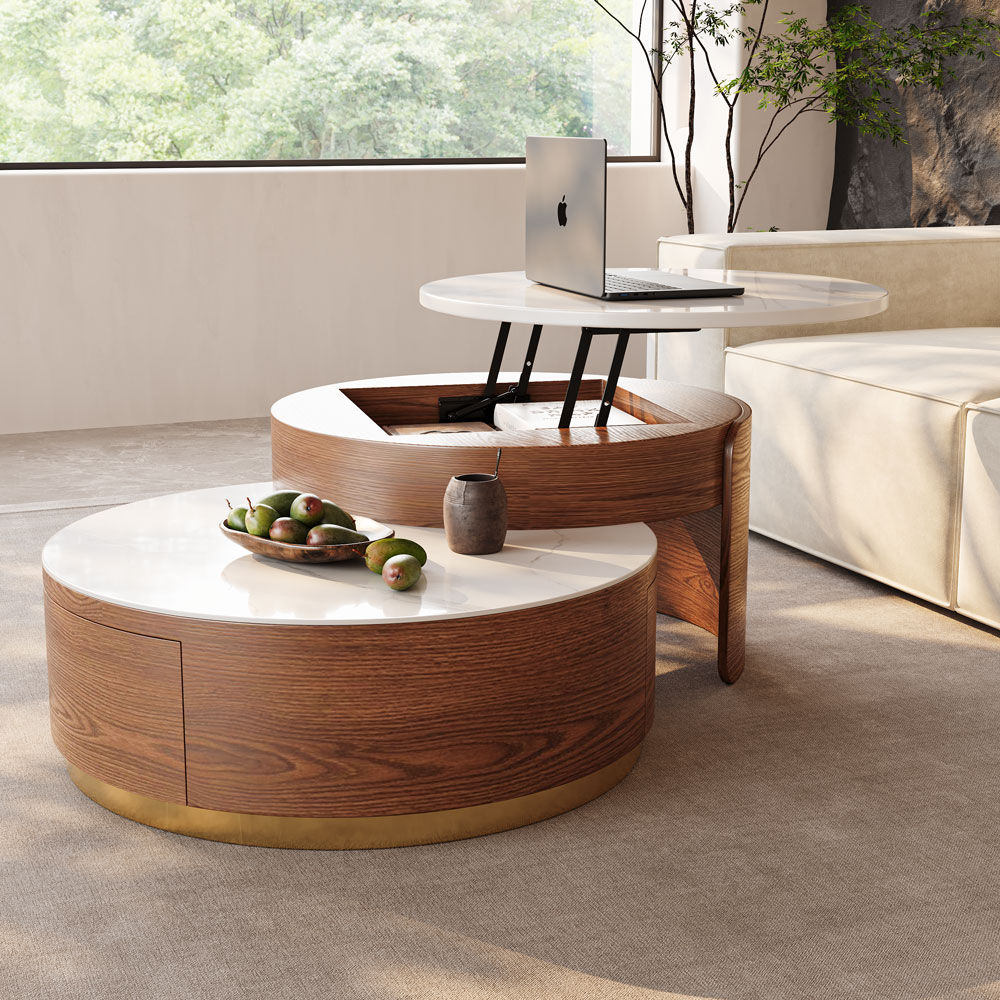 Modern Walnut MDF Coffee Tables