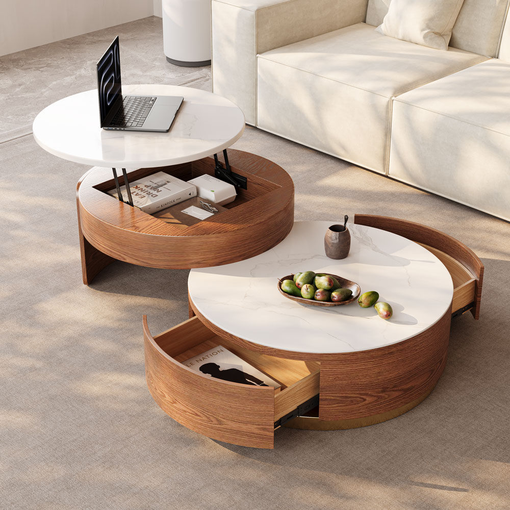 Brown Walnut MDF Coffee Tables