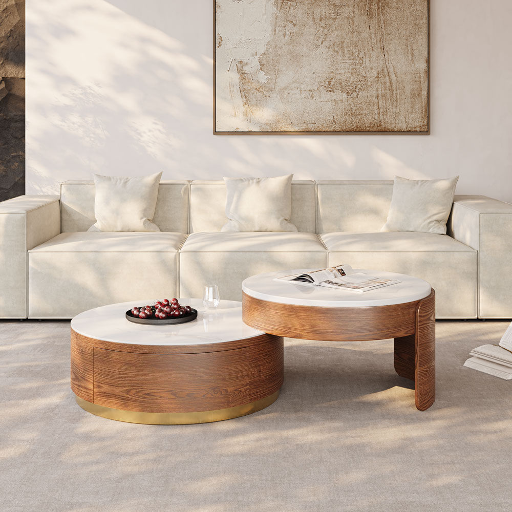 Modern Walnut MDF Coffee Tables