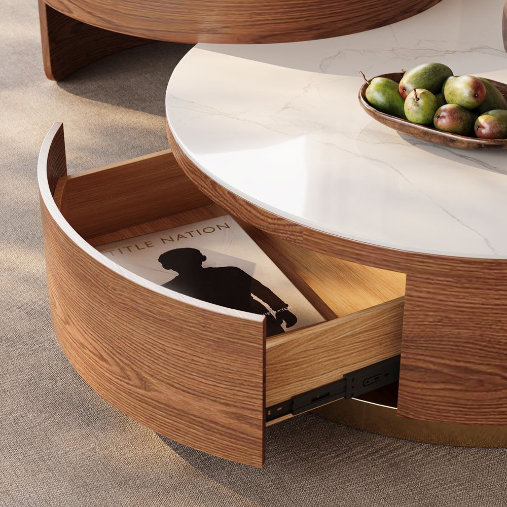 Modern Walnut MDF Coffee Tables
