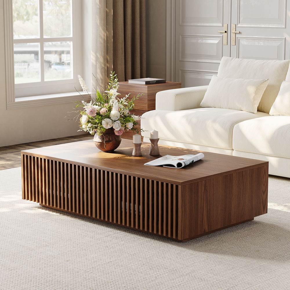 with Storage Walnut Color MDF Coffee Tables