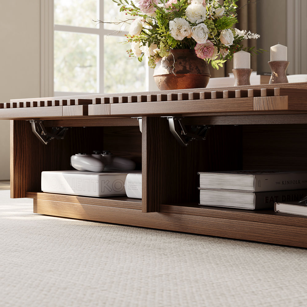 Rectangular Walnut Color MDF Coffee Tables