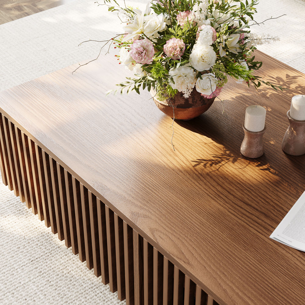 with Storage Walnut Color MDF Coffee Tables