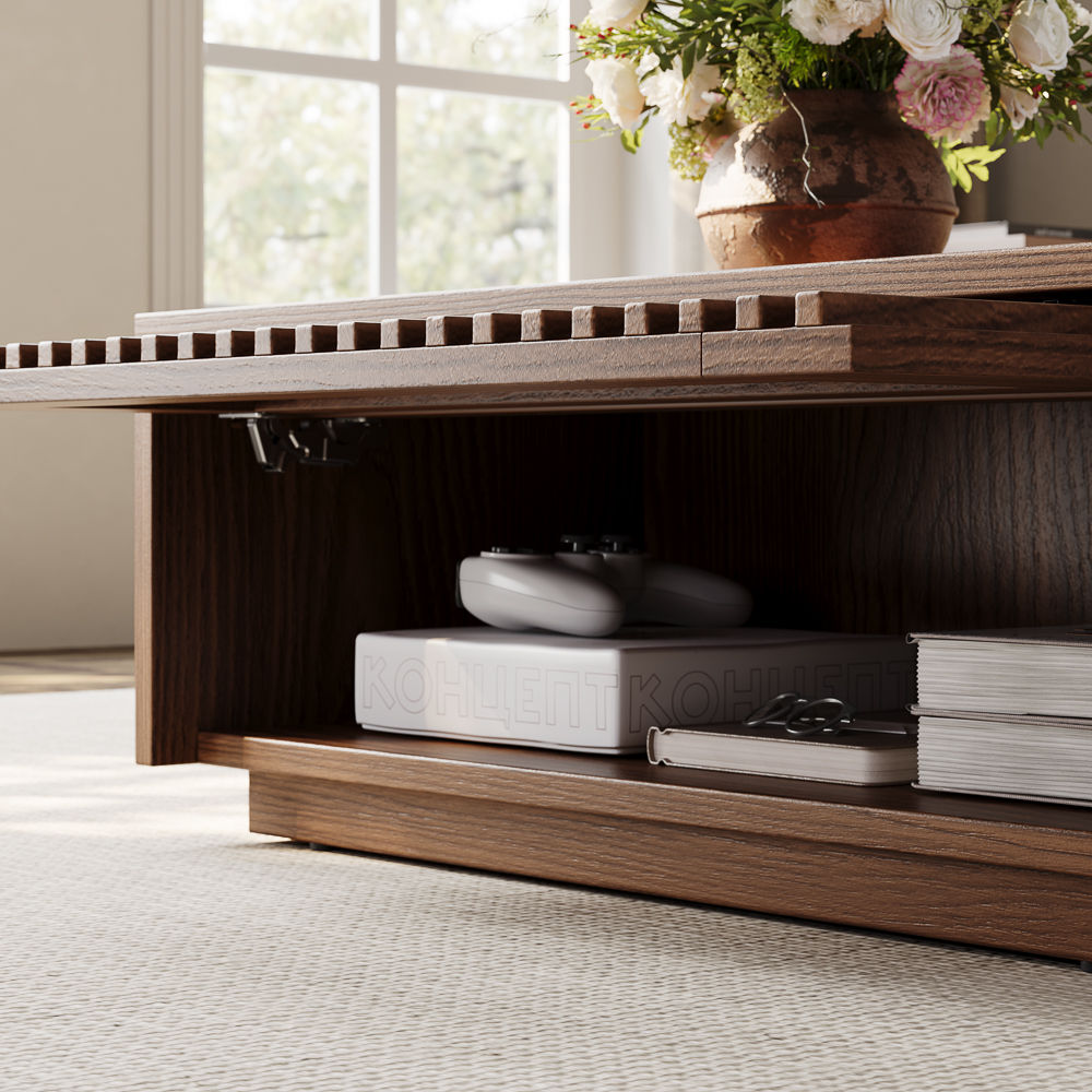 Walnut Color MDF Coffee Tables