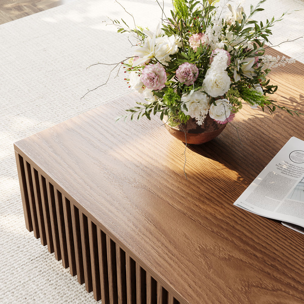Walnut Color MDF Coffee Tables