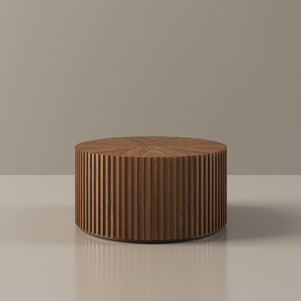 Fluted Walnut Color MDF Coffee Tables