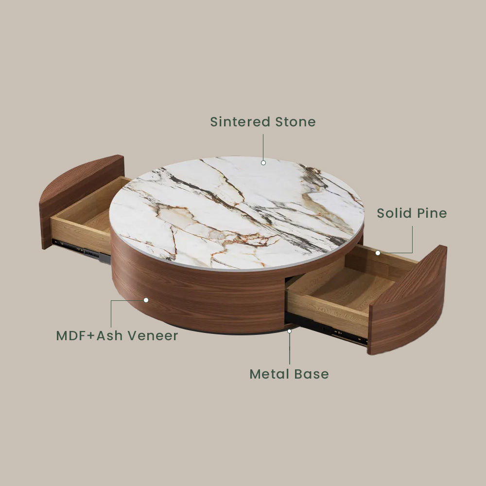 Sintered Stone White & Black Sintered Stone Coffee Tables