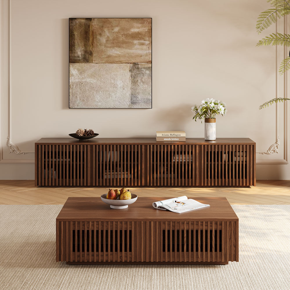 with Storage Walnut Color MDF Coffee Tables