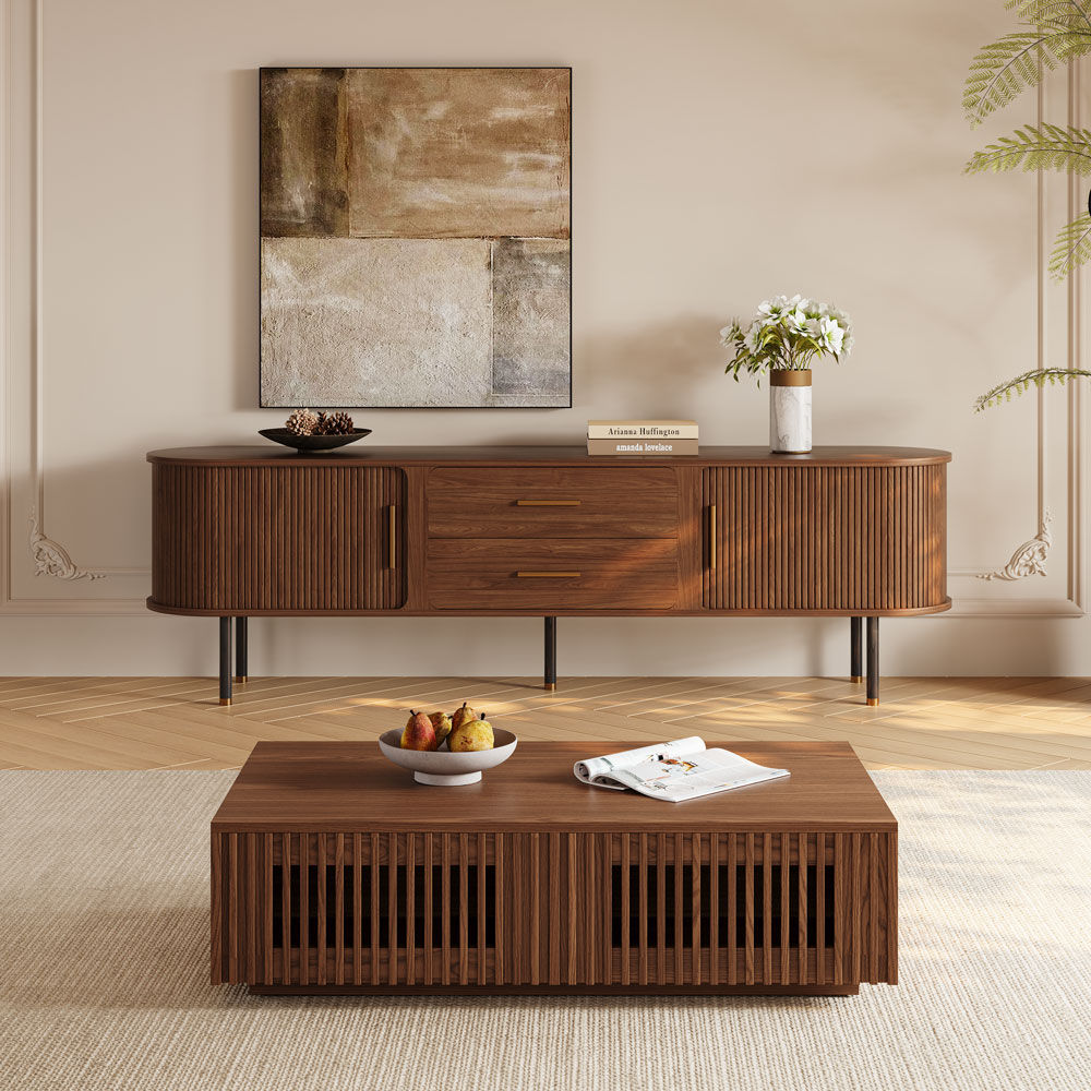 Brown Walnut Color MDF Coffee Tables