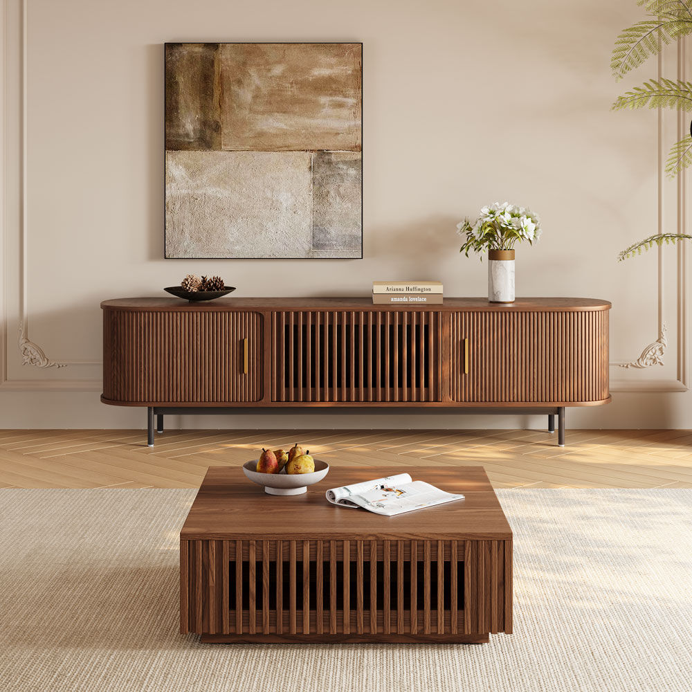 Walnut Color MDF Coffee Tables