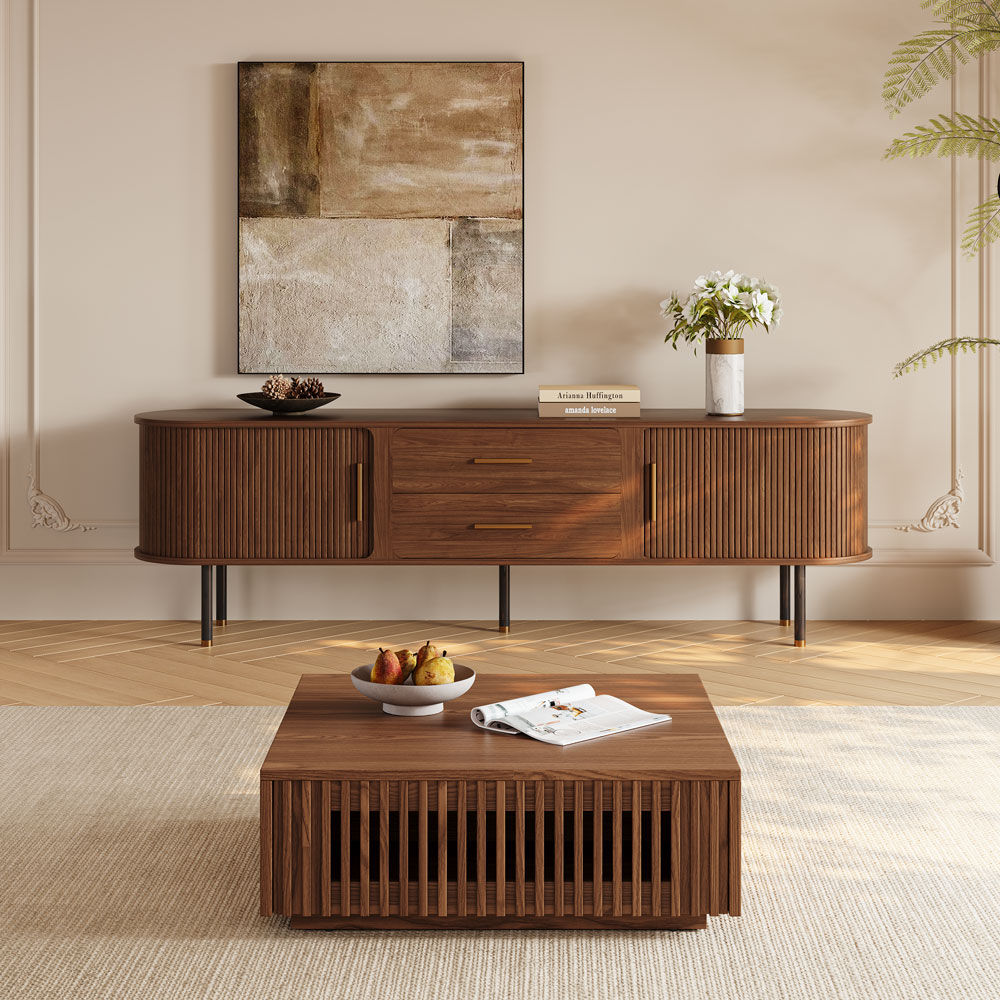 Walnut Color MDF Coffee Tables