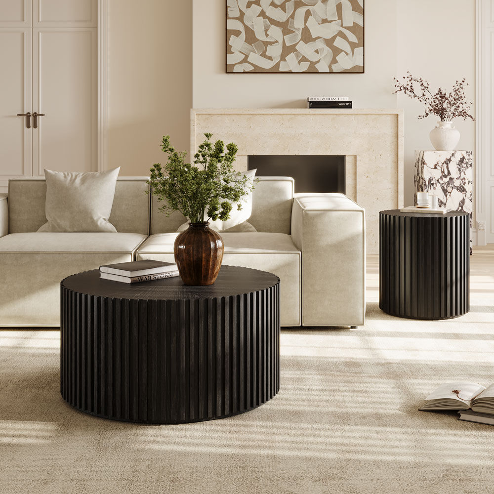 Mid-Century Modern Black MDF Coffee Tables