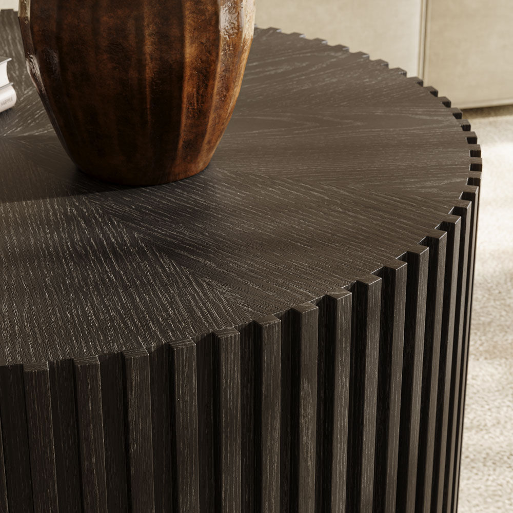 Round Black MDF Coffee Tables