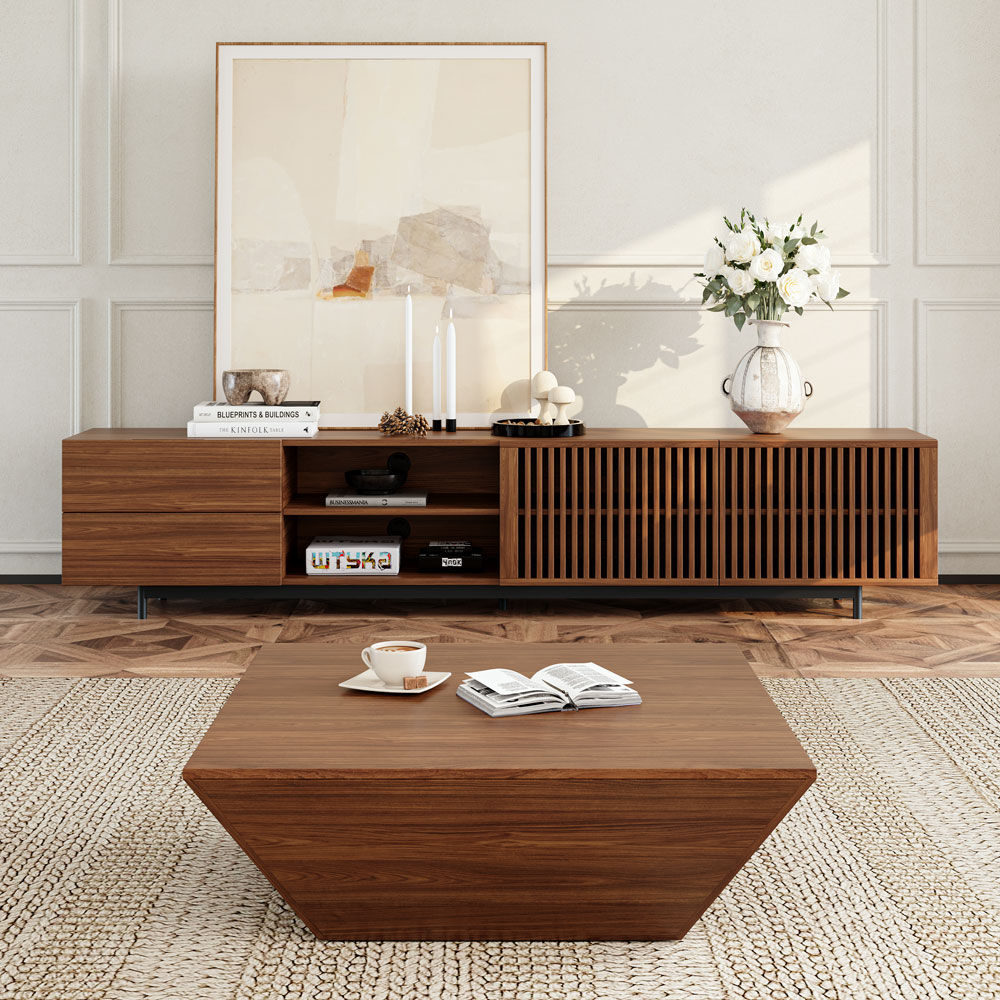 Square Walnut MDF Coffee Tables