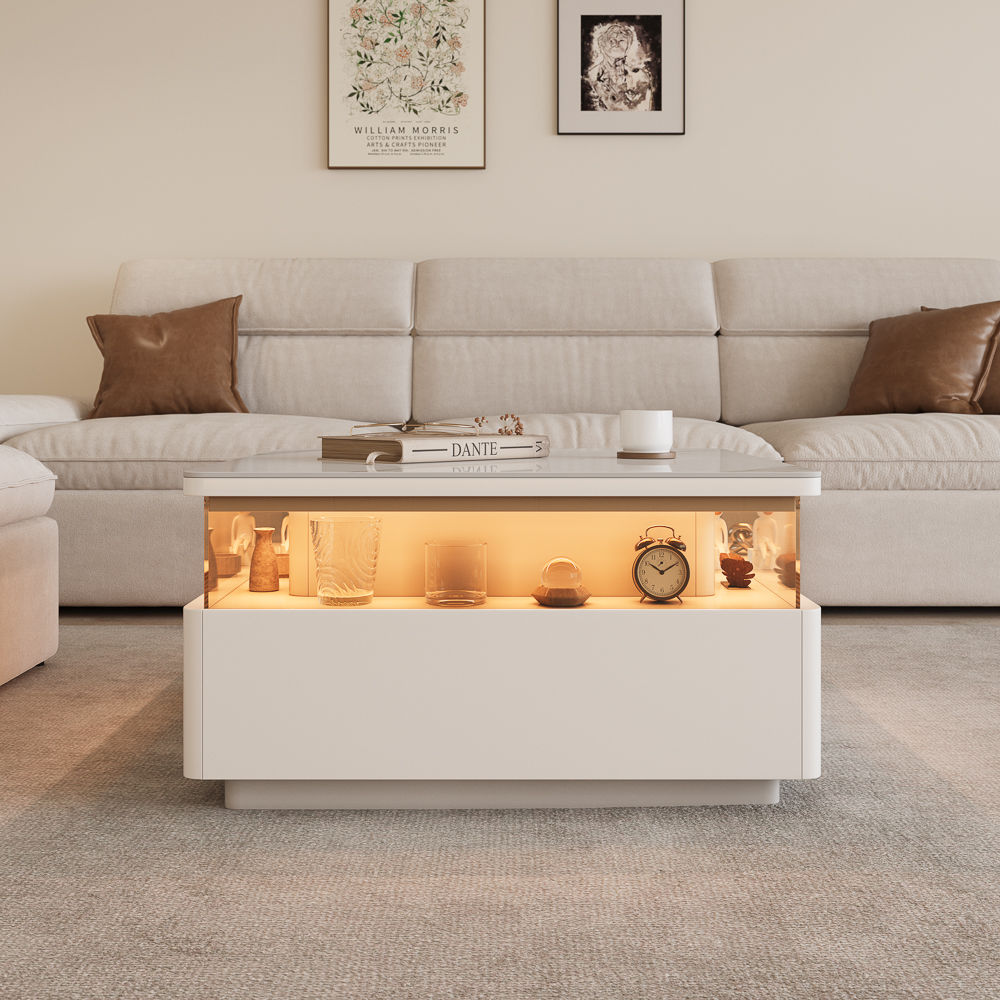White Sintered Stone Coffee Tables