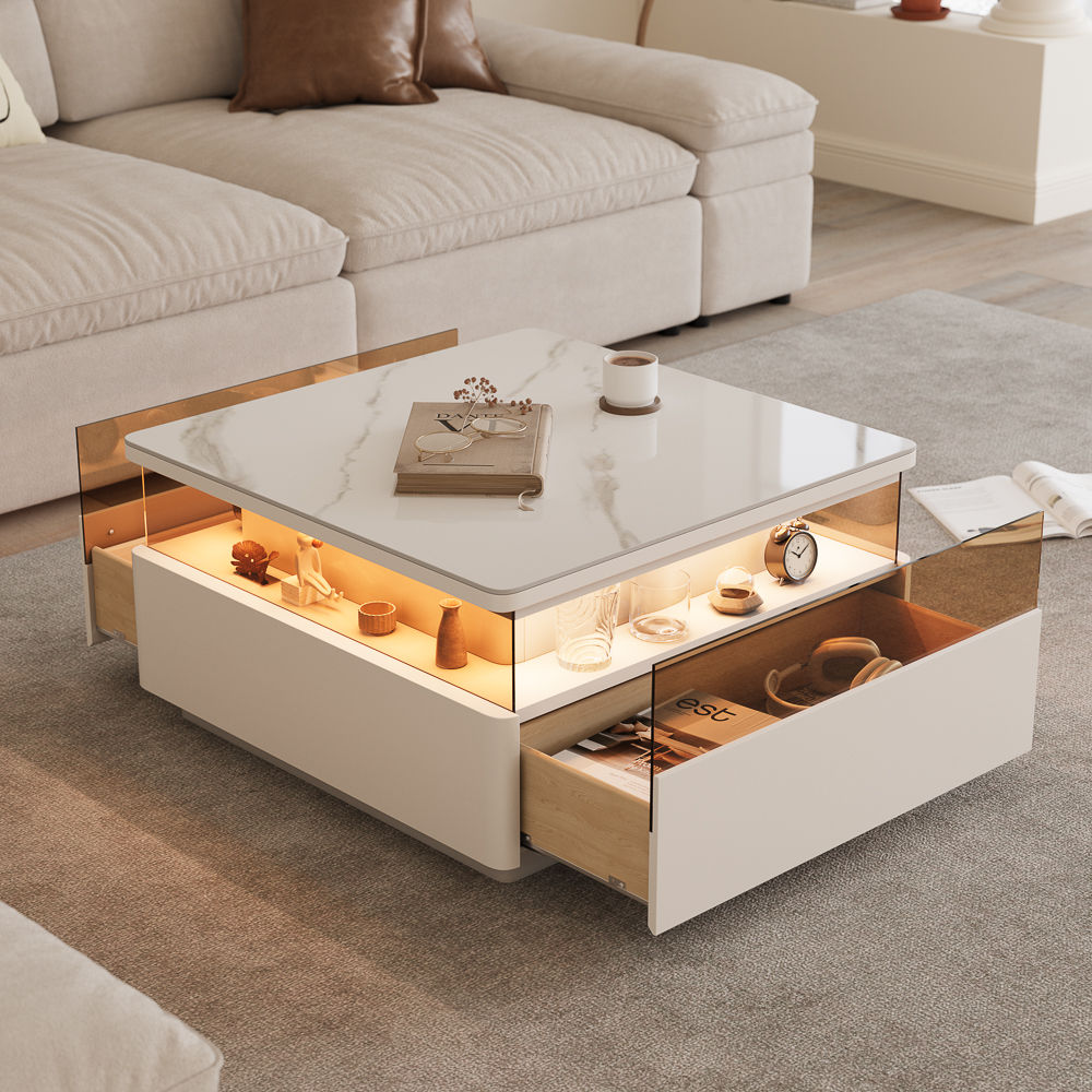 White Sintered Stone Coffee Tables