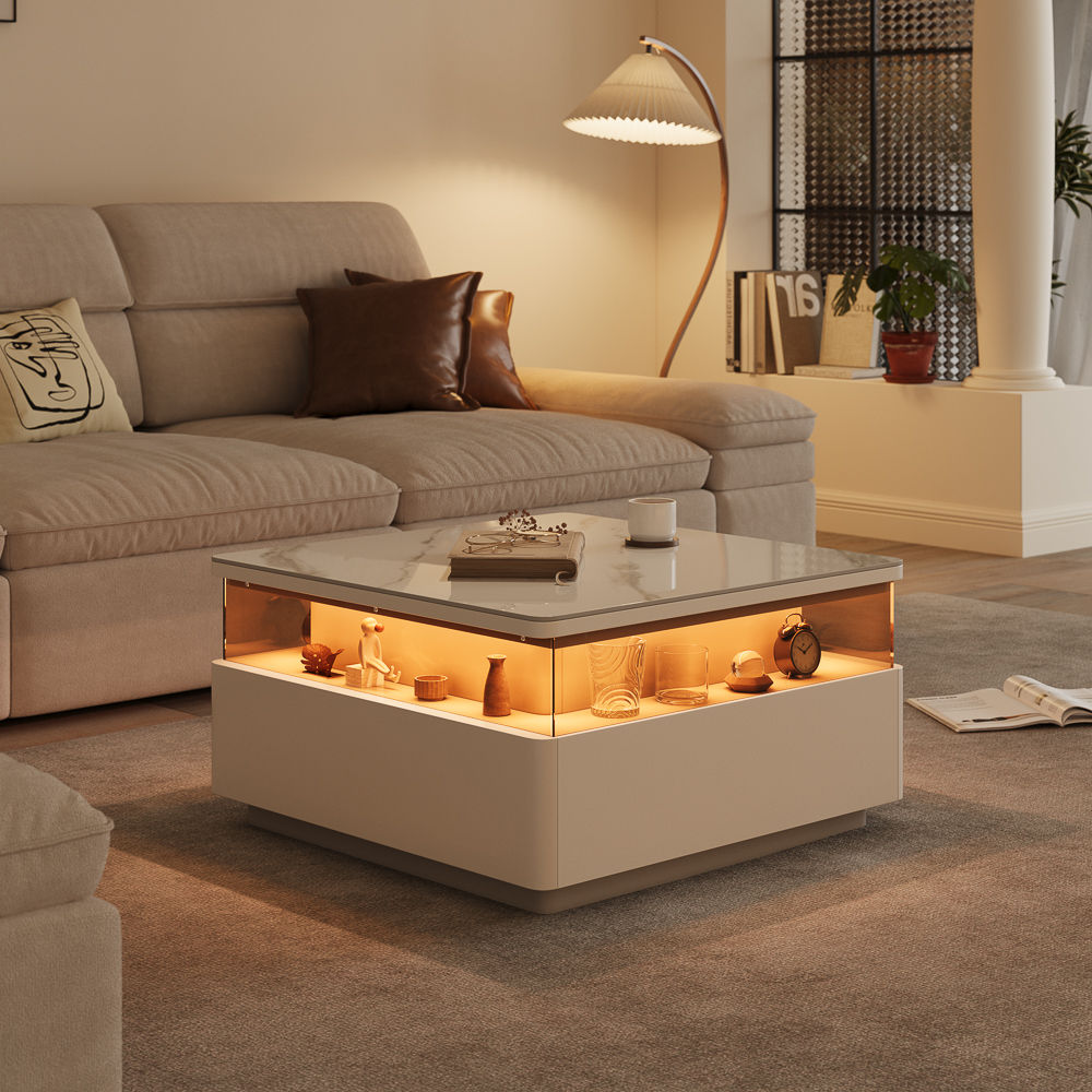 White Sintered Stone Coffee Tables