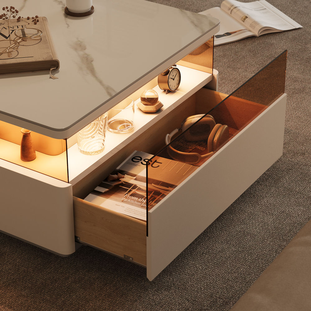 White Sintered Stone Coffee Tables