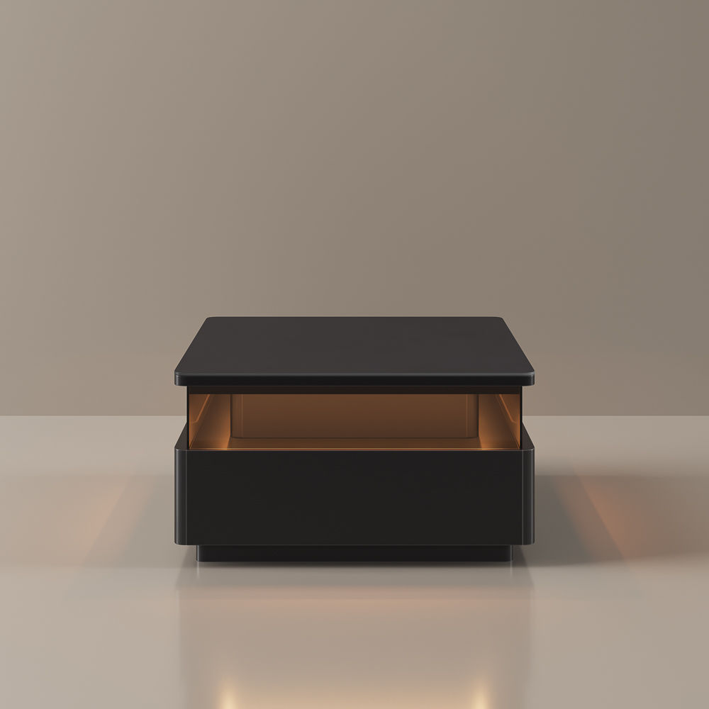 Wood Black Sintered Stone Coffee Tables