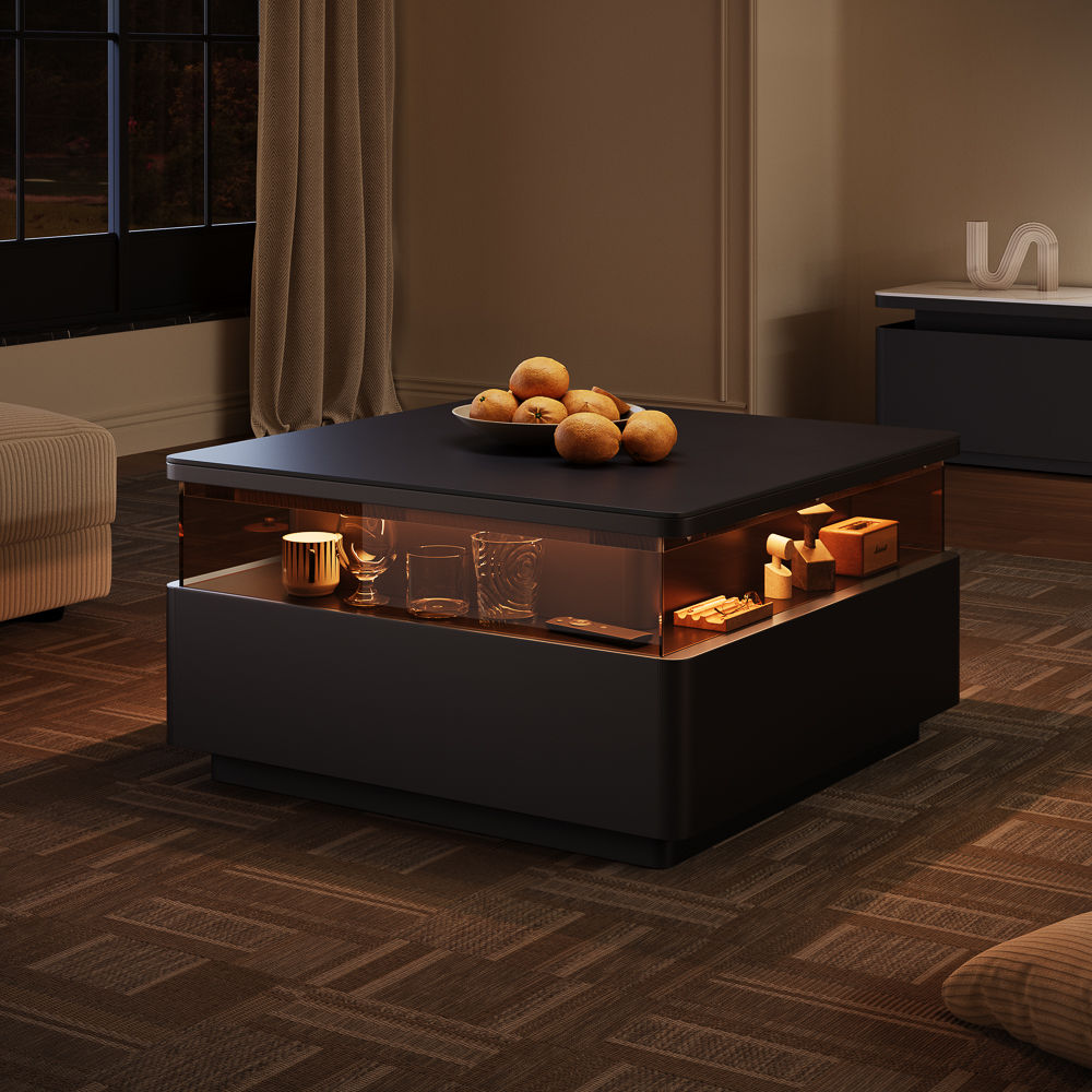 Fully Assemble Black Sintered Stone Coffee Tables