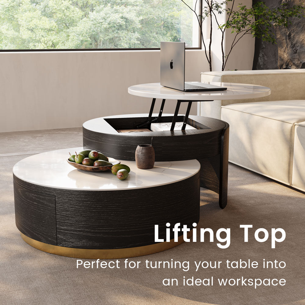 Round Smoky MDF Coffee Tables