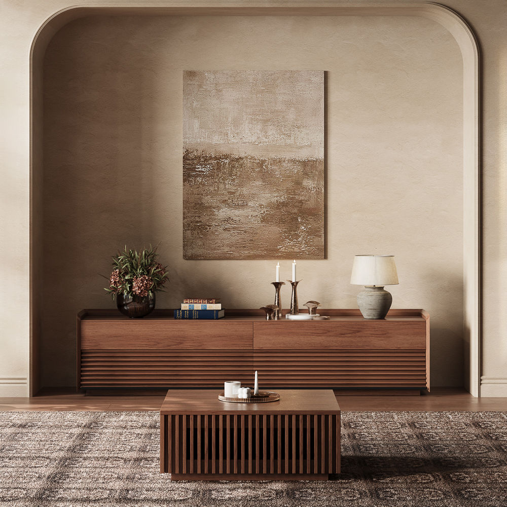 Walnut Color MDF Coffee Tables