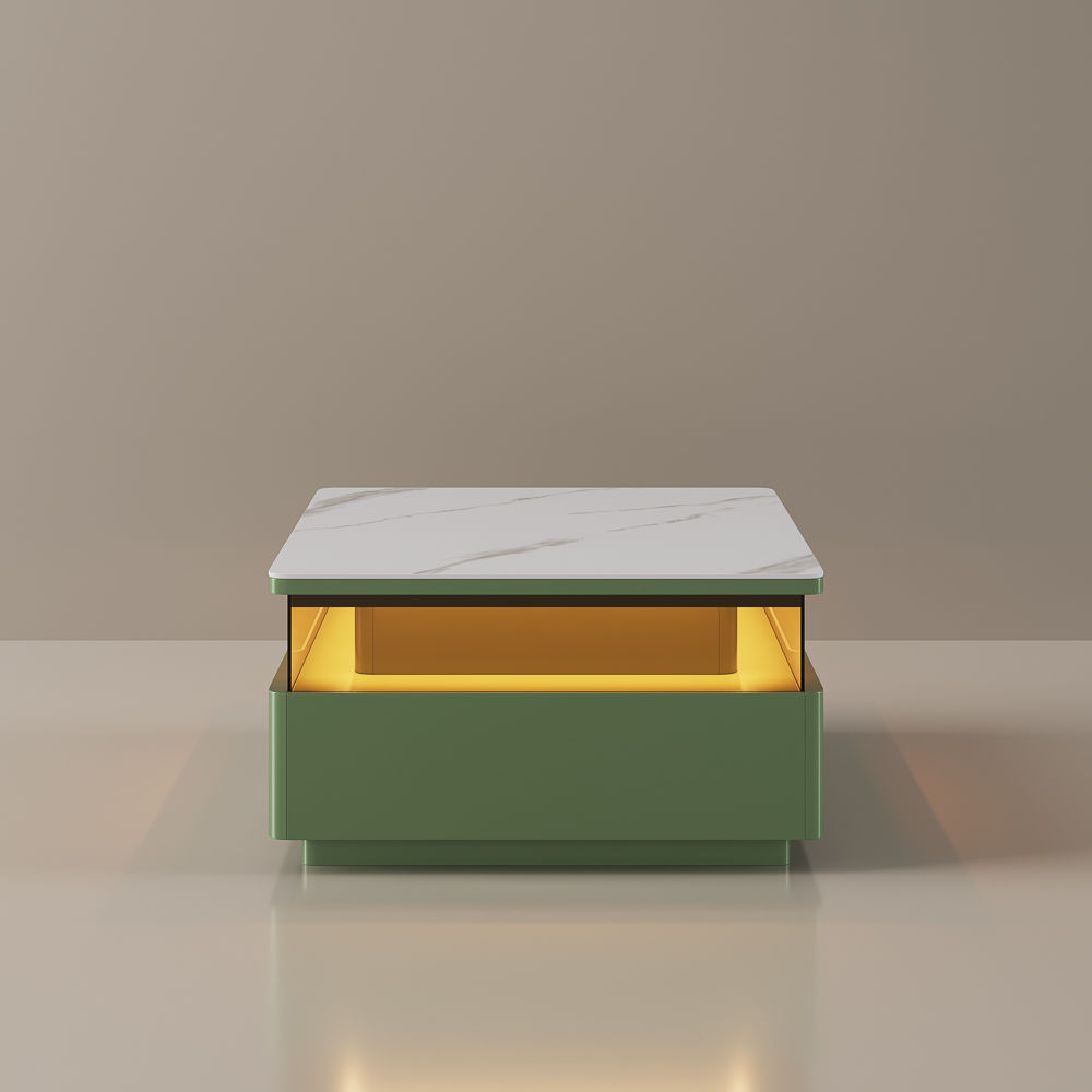 Green & White Sintered Stone Coffee Tables