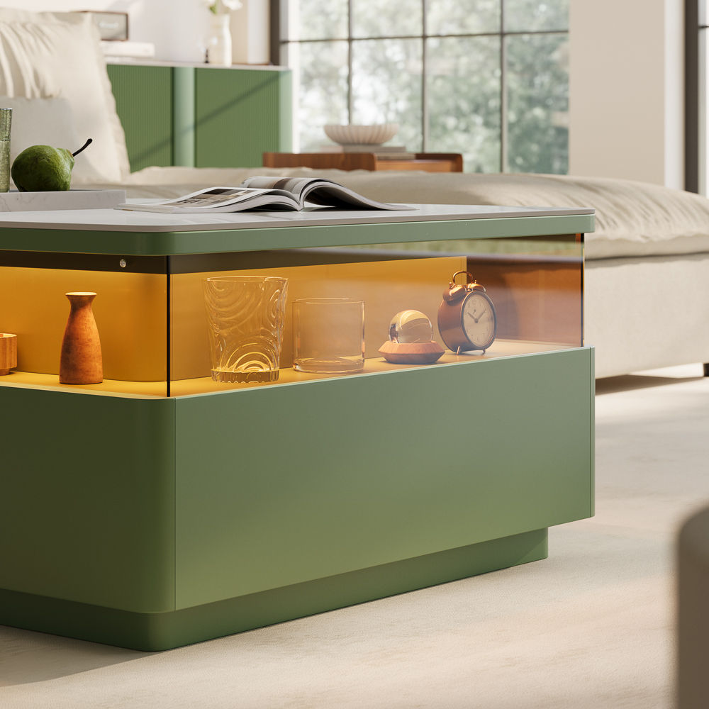 Green & White Sintered Stone Coffee Tables