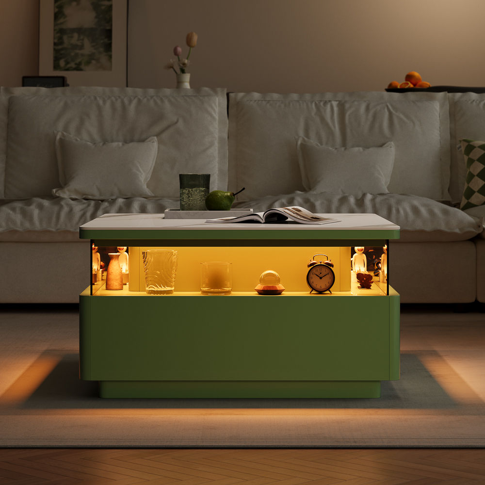 Green & White Sintered Stone Coffee Tables