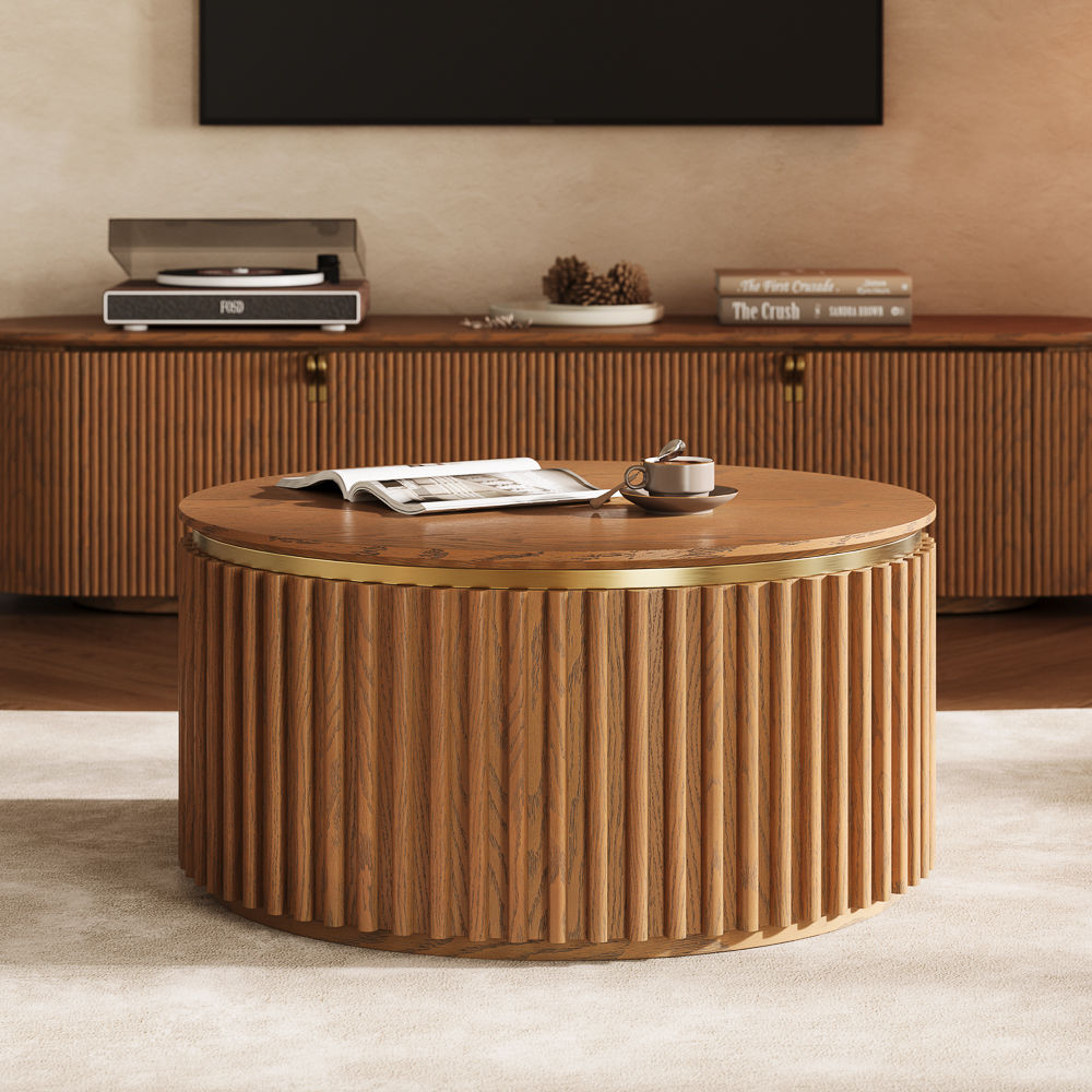 Wood Walnut Color MDF Coffee Tables