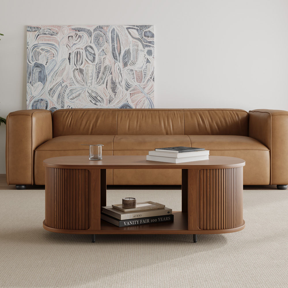 Mid-Century Modern Walnut Color Plywood Coffee Tables
