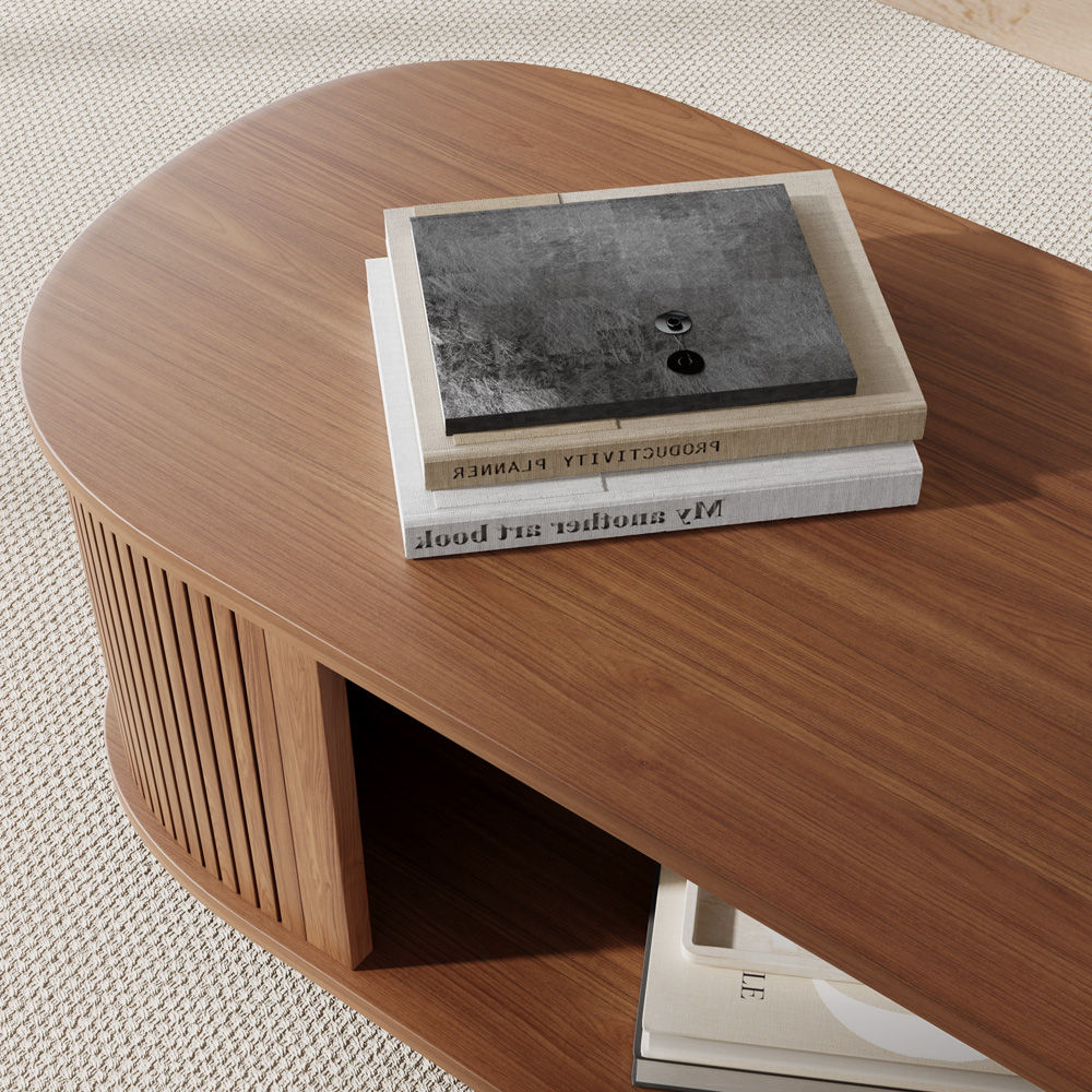 with Storage Walnut Color Plywood Coffee Tables