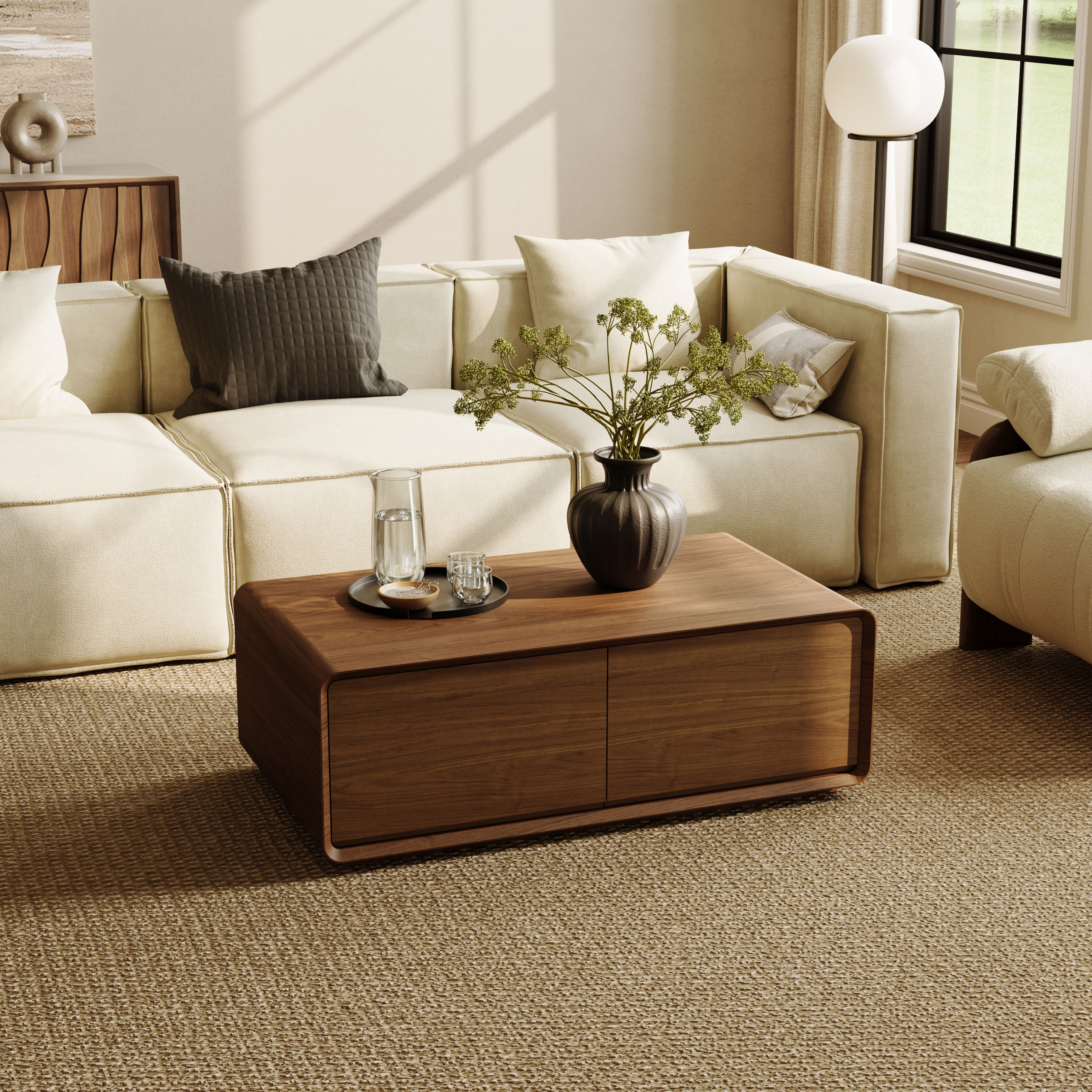 Walnut Walnut Color MDF Coffee Tables