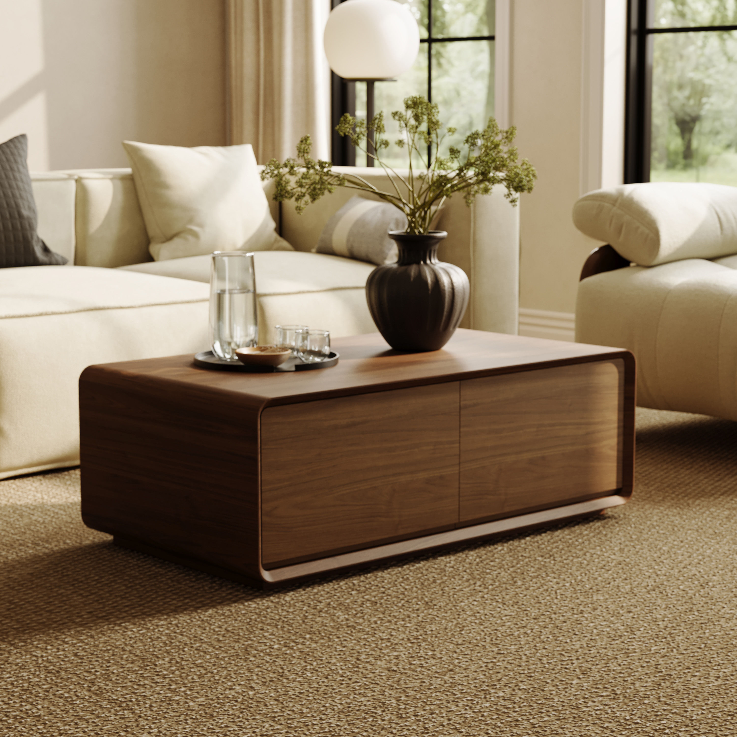 Wood Walnut Color MDF Coffee Tables