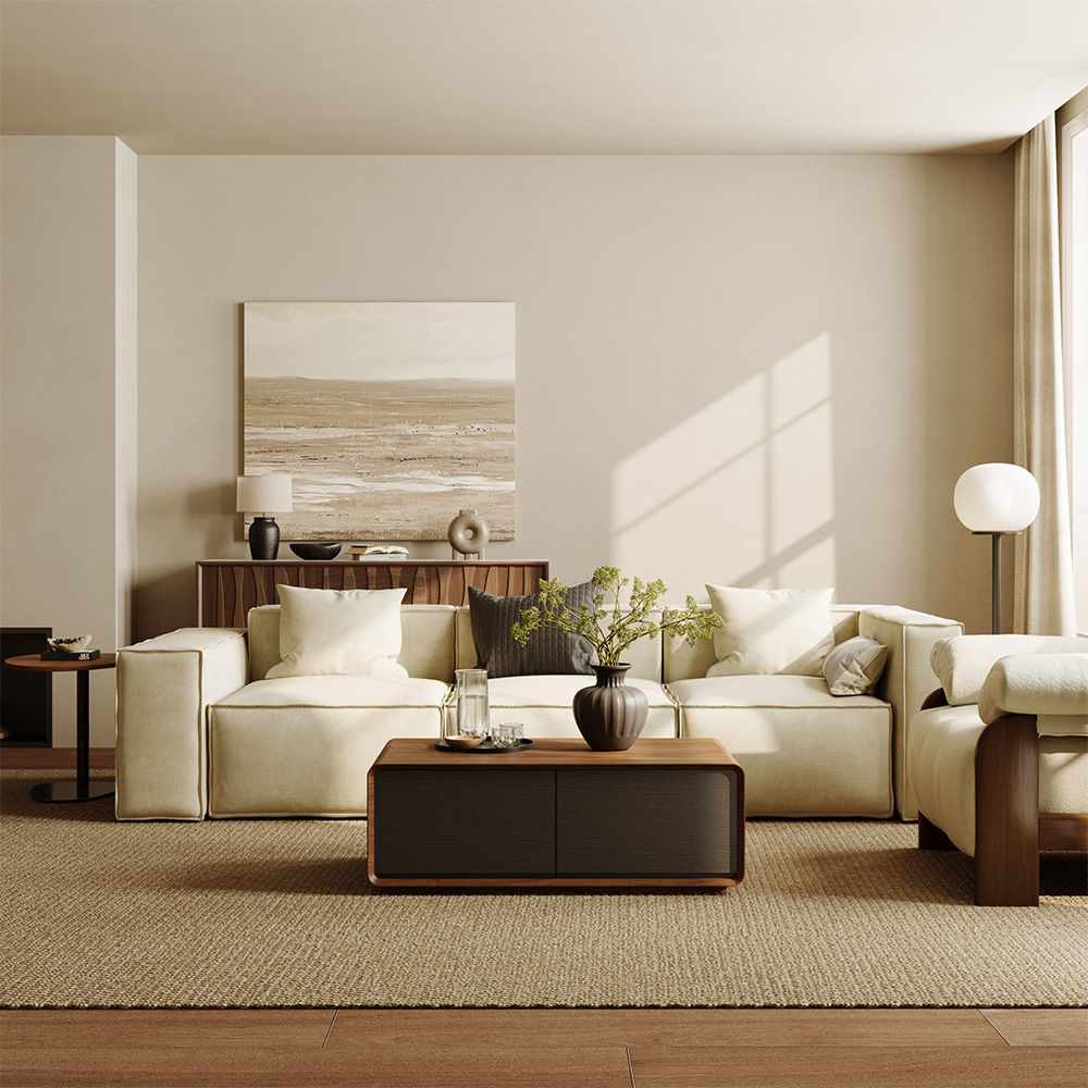 Mid Century Modern Dark Wood & Black MDF Coffee Tables