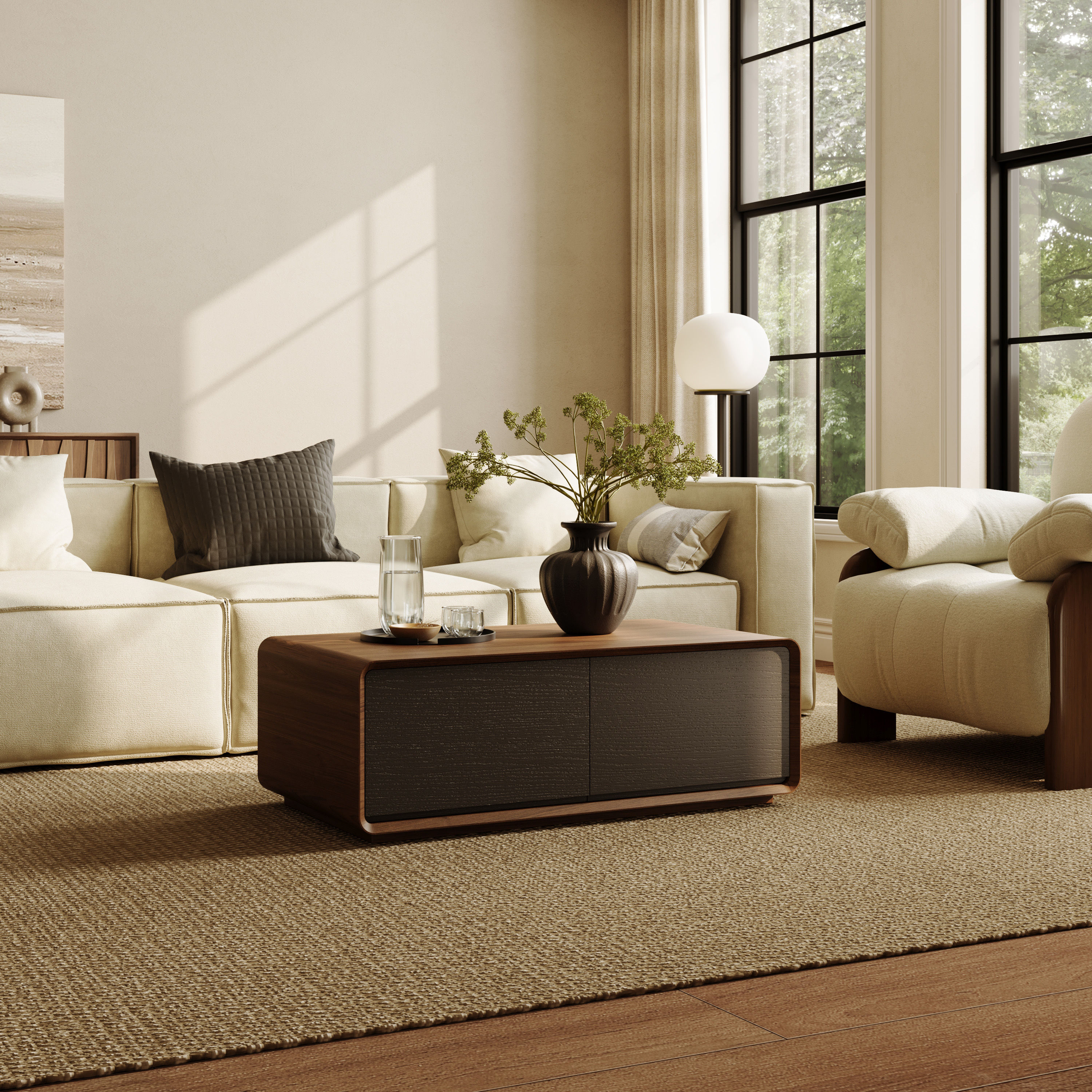 Black Dark Wood & Black MDF Coffee Tables