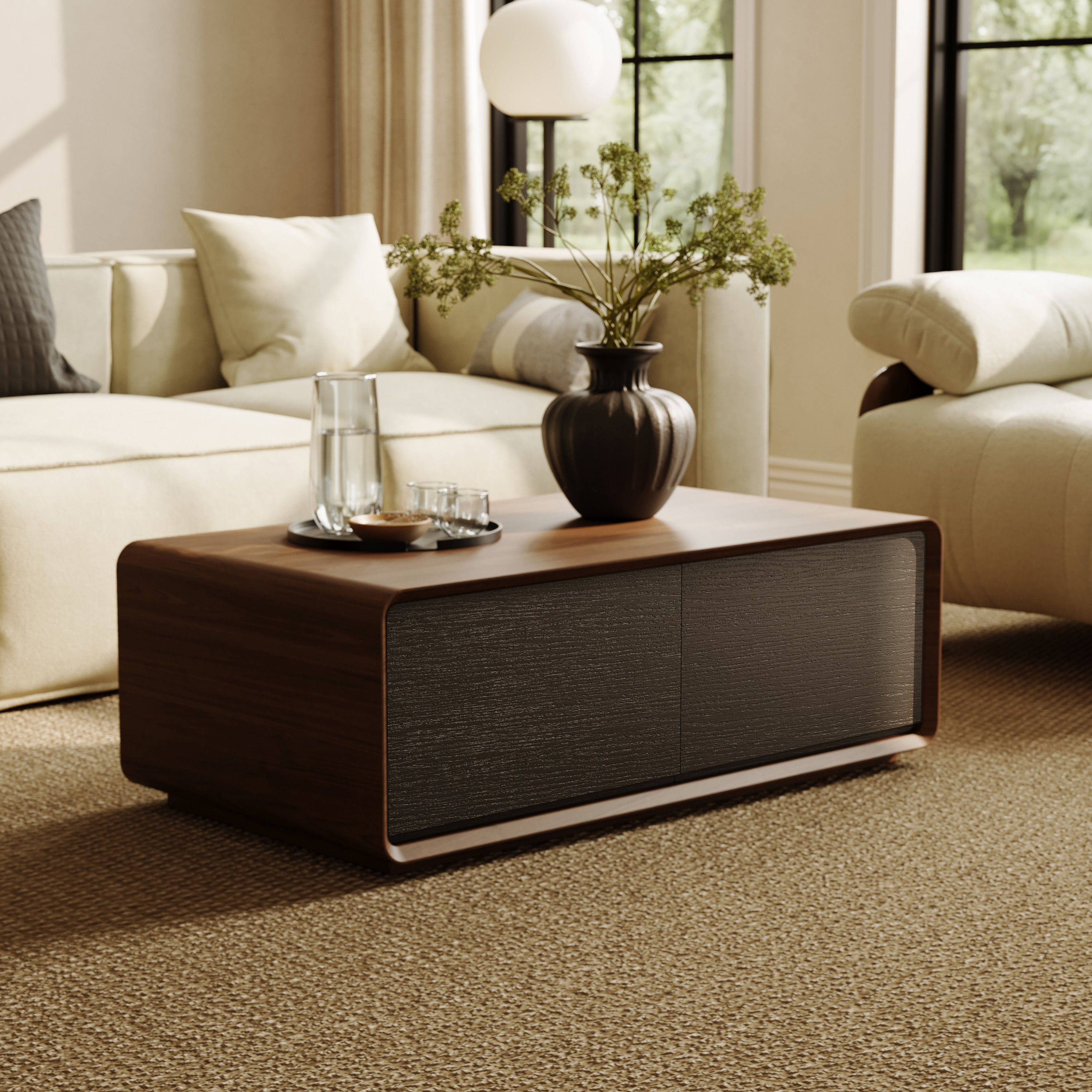 Black Dark Wood & Black MDF Coffee Tables