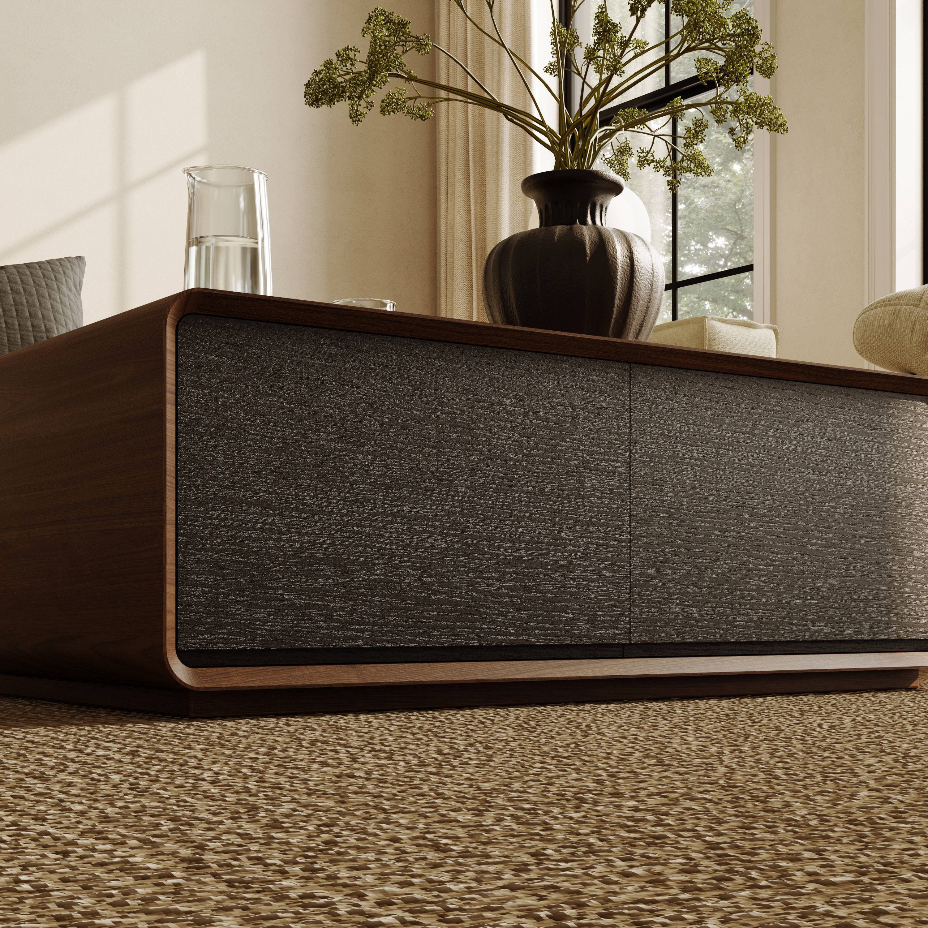 Wood Dark Wood & Black MDF Coffee Tables