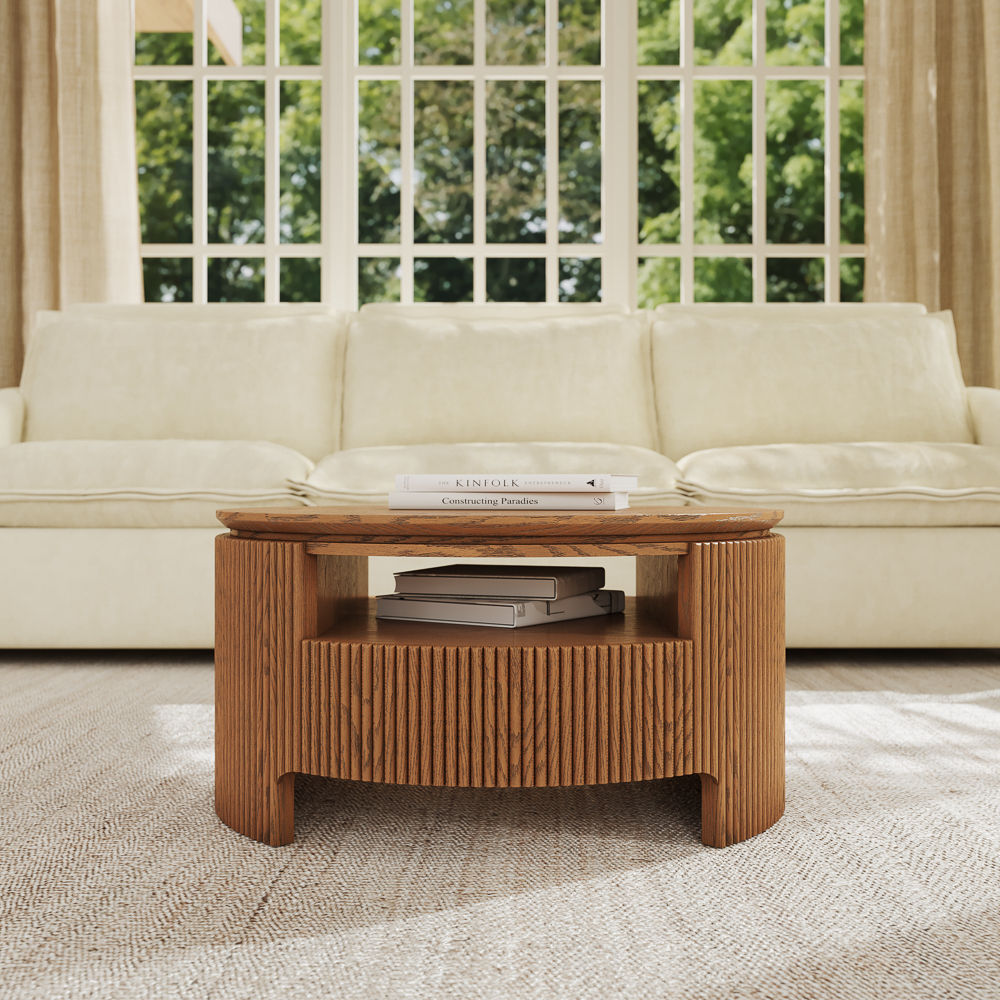 with Storage Walnut Color MDF Coffee Tables