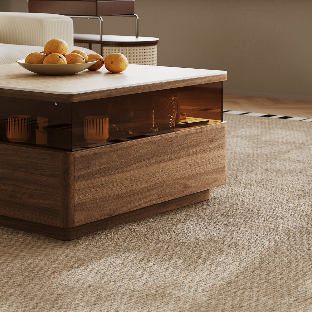 Modern Walnut Color Sintered Stone Coffee Tables