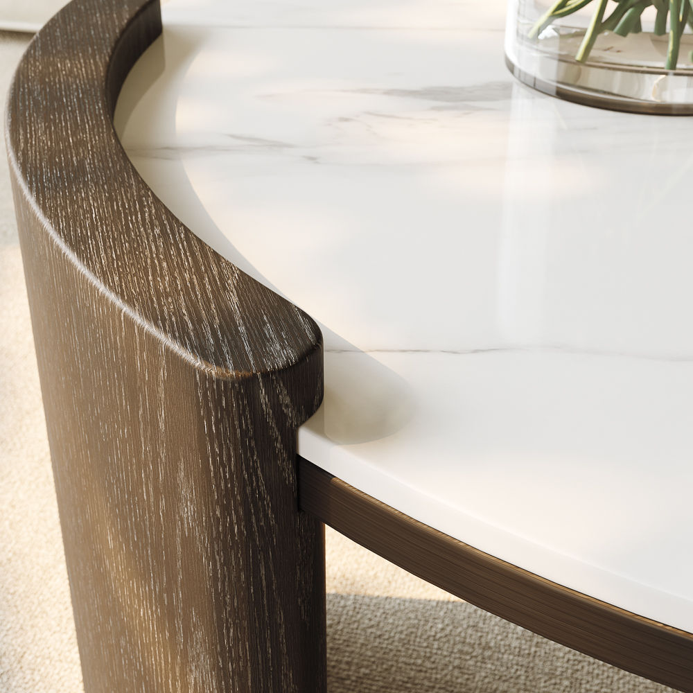 Mid Century Modern Black Glossy Sintered Stone Coffee Tables