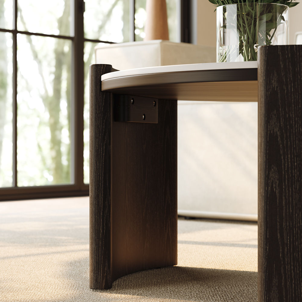 Mid Century Modern Black Glossy Sintered Stone Coffee Tables