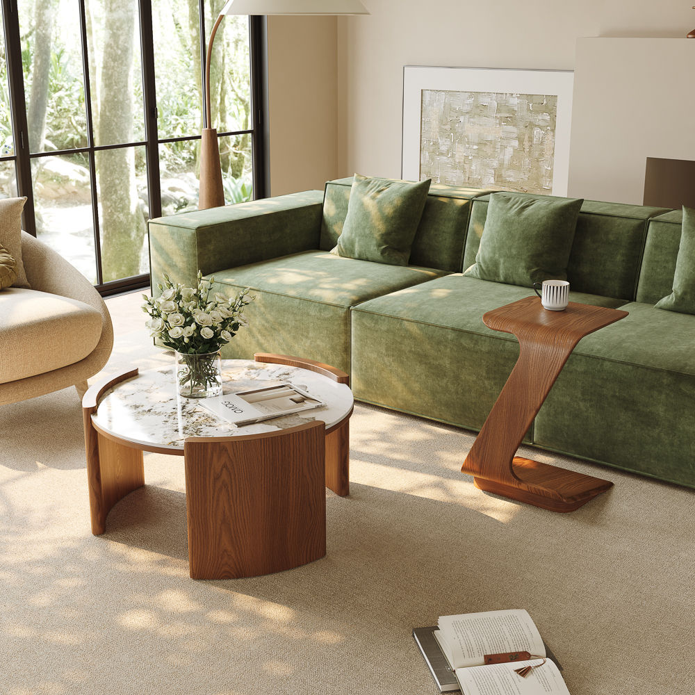 Sintered Stone Walnut Glossy Sintered Stone Coffee Tables