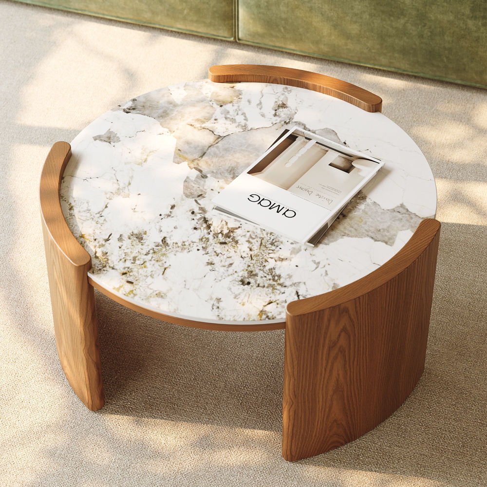 Sintered Stone Walnut Glossy Sintered Stone Coffee Tables